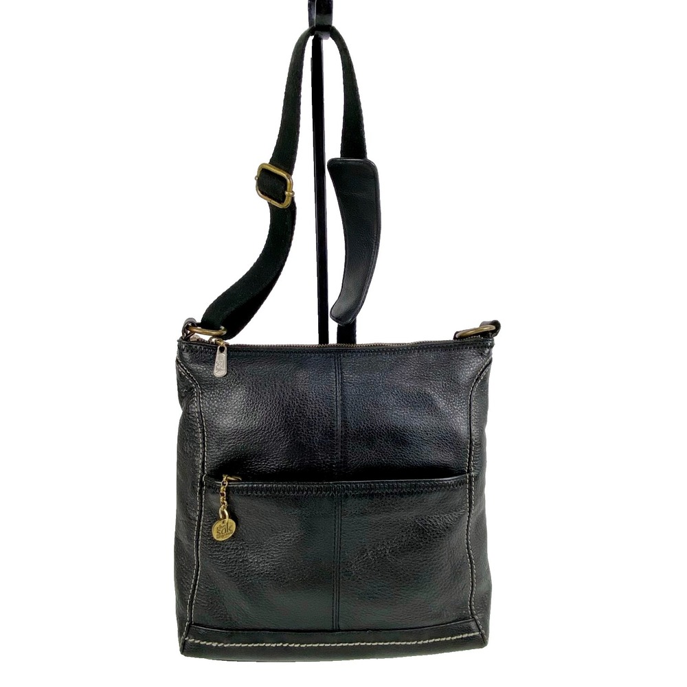 The Sak Leather Crossbody Purse Handbag Shoulder Bag Black Pebbled Satchel Nice!